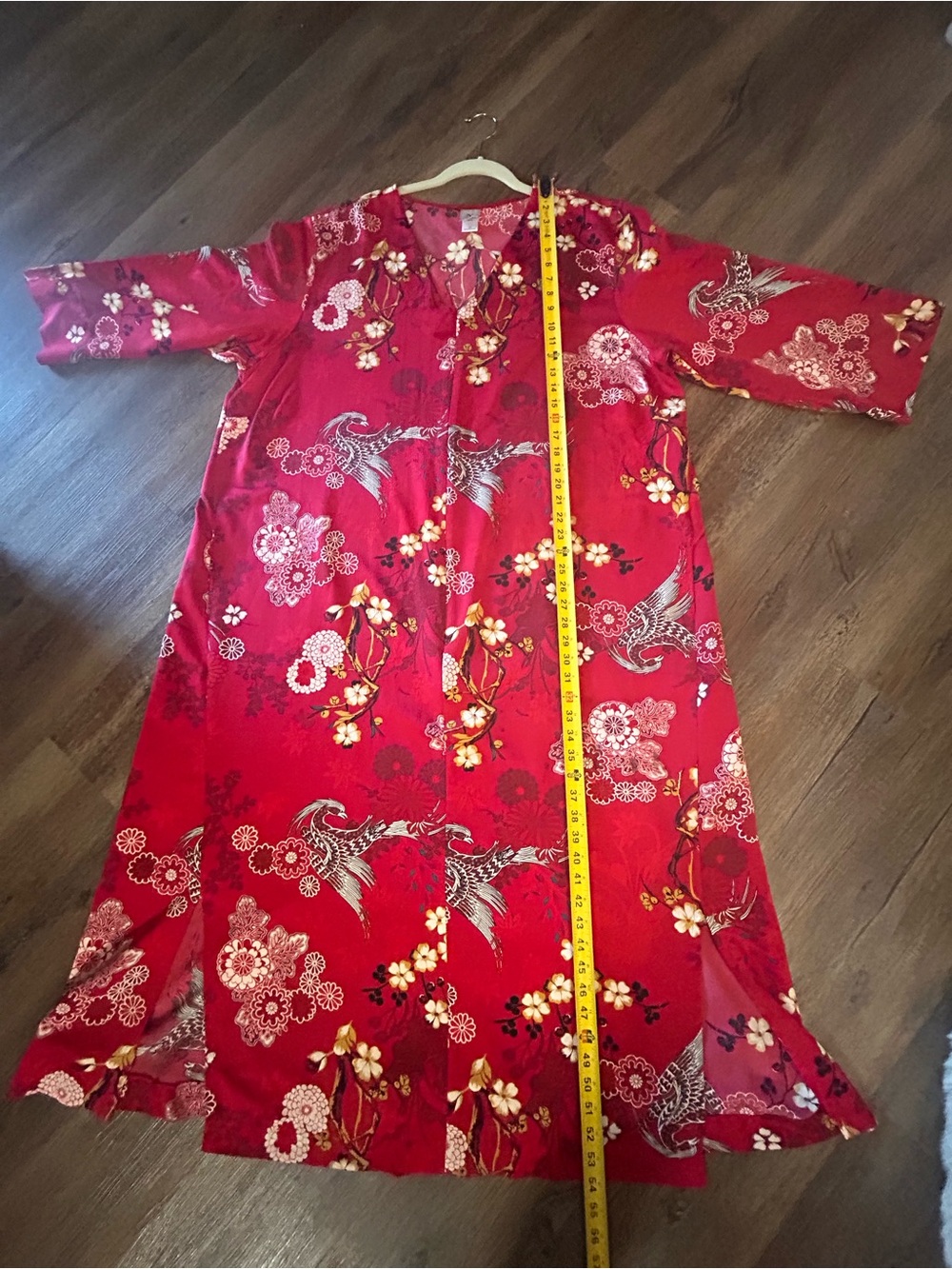 Natori Floral Half Zip Caftan Red 2X - Picture 14 of 15